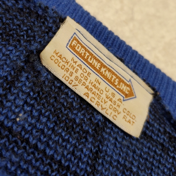 Vintage Black and Blue Floral Print Knit Sweater - Picture 6 of 7